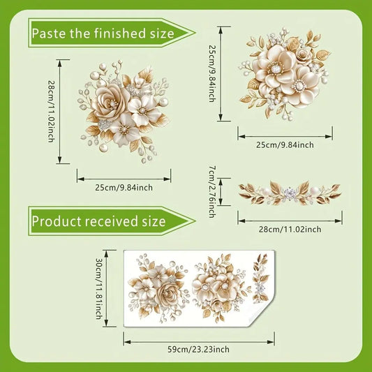 Luxurious Bathroom Toilet Sticker, Floral PVC Self-Adhesive Decorative Sticker, Semi-Matte Effect, Removable Fantasy Design, Bathroom Decoration Accessories, Bathroom House Decor