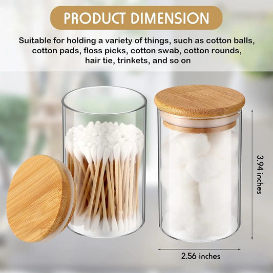 6 Pack Glass  Jars with   Bathroom Accessories  Balls Pads Swabs Holder Jar Bathroom Canisters for  Accessories Storage