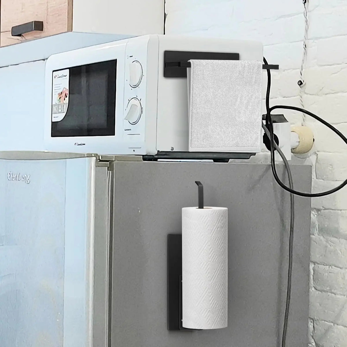 Paper Towel Holder, Magnetic Paper Towel Holder for Fridge, Toilet Paper Roll Holder Magnet Towel Rack Wall Mount Fridge Organizer for Paper Towels Rolls Bathroom Pantry RV Kitchen Storage