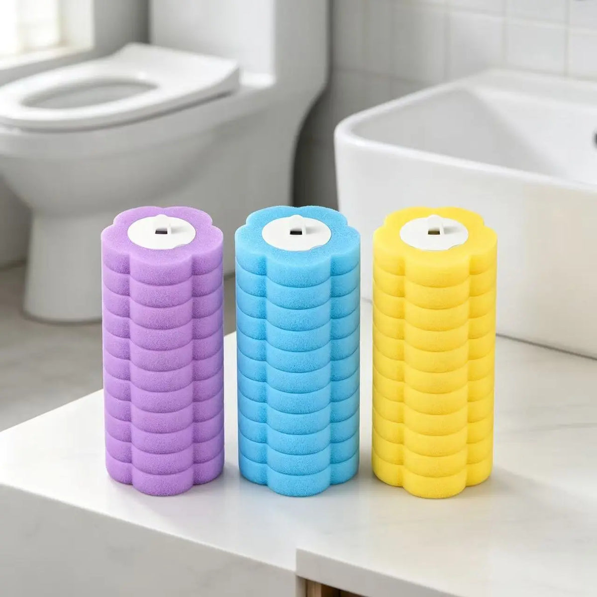 36-Pack Disposable Toilet Brush Replacement Heads, Bulk Multicolor Sponge Refills for Household Toilet Cleaning System, Home Supplies for Daily Bathroom Maintenance