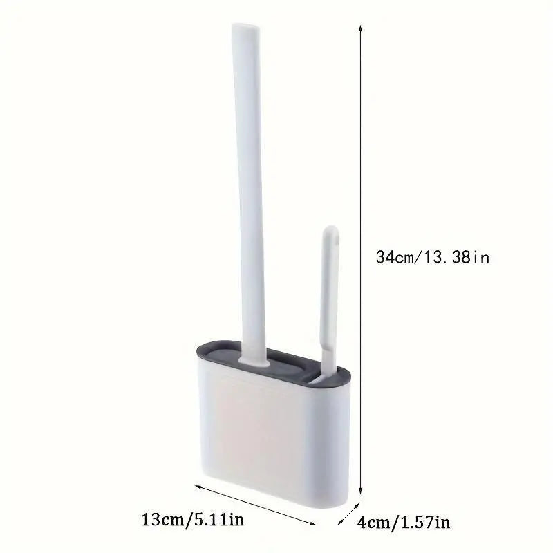 1set 2 Toilet Brushes & 1 Holder Wall Mounted Toilet Brush And Holder Set For Bathroom Restroom Flexible Toilet Bowl Brush Head With Silicone Bristles Bathroom Accessories Bathroom Supplies