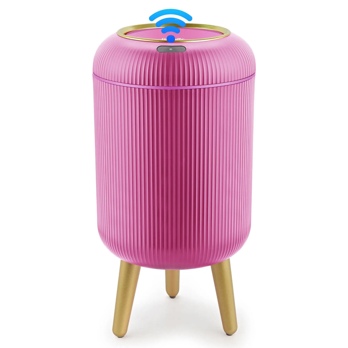 Pukomc PVC Narrow Oval Smart Garbage Can - Touchless Motion Sensor Open Dustbin with 4-Point Steady Base, Waterproof Rinseclean Surface, Modern Slim Bathroom Fit, Kitchen Trashcan for Indoor Use