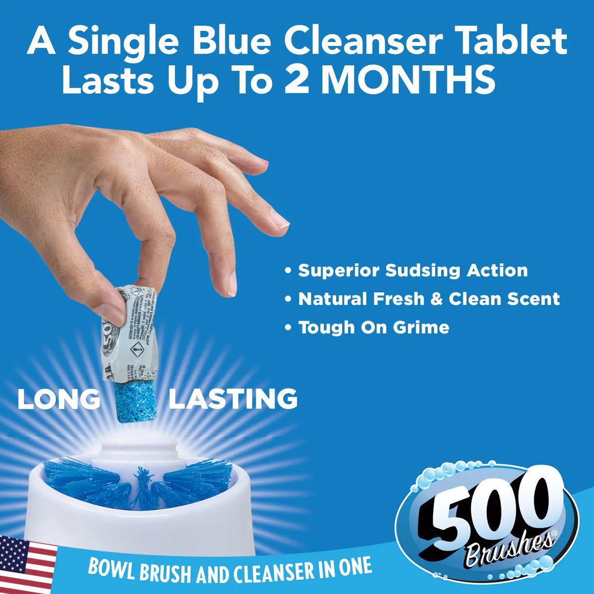 Lola 500 Brushes Long Lasting Toilet Brush, Refillable Cleaning Capsule, Lasts up to 1 month per capsule