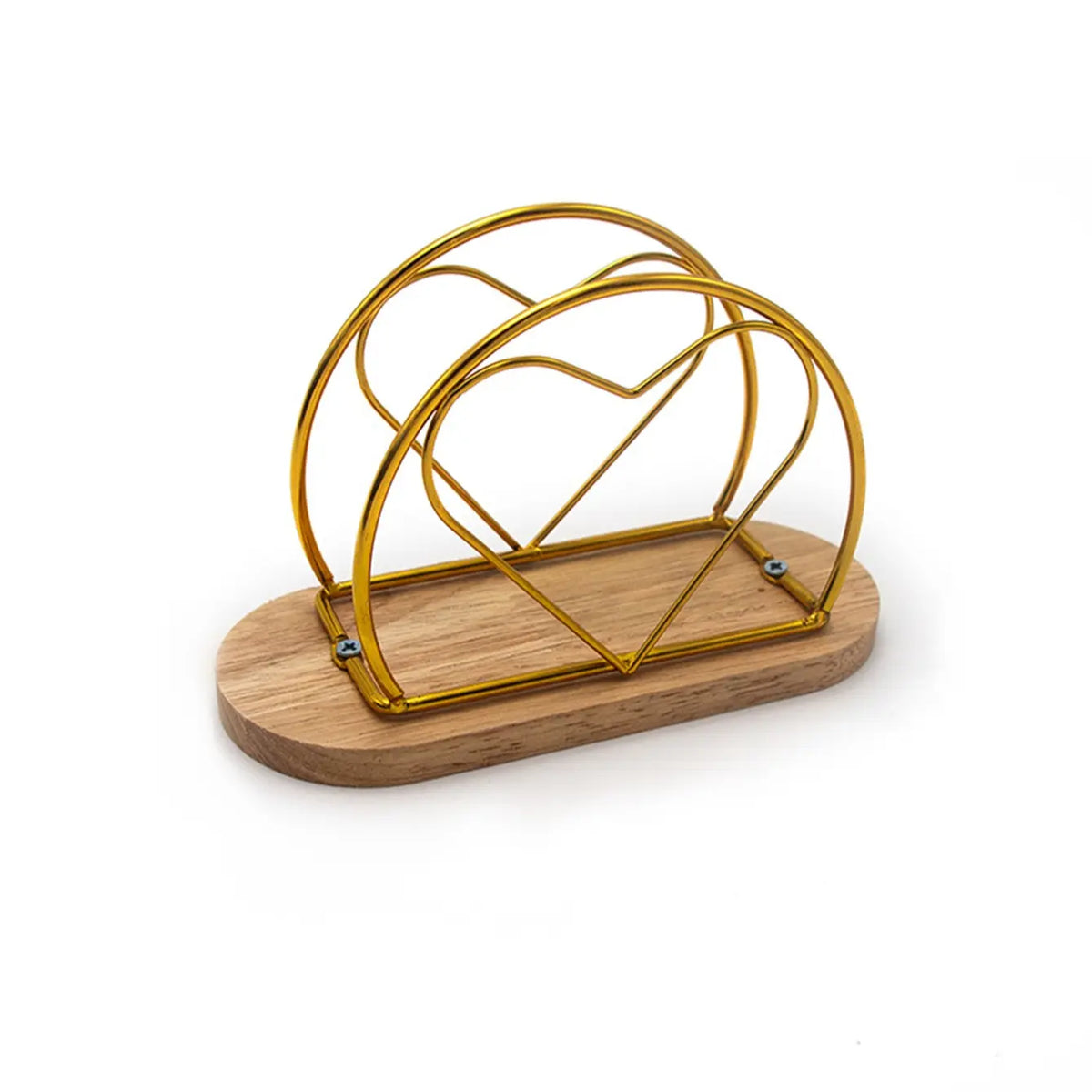 Elegant Minimalist Metal Napkin Holder Stand with Wooden Base, Iron Frame, Desktop Organizer Accessory for Restaurants Hotels Cafes, Durable Iron Craftsmanship Design, Tissue Holder