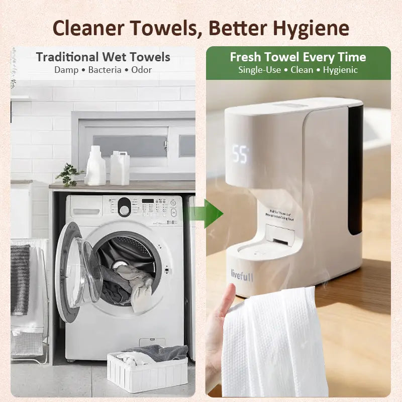 LiveFull CL01 Smart Hot Face Towel Warmer Machine, 5-Second Fast Heating, 55°C Heating System, Auto Dispensing Design, Includes 20 PCS Compressed Towels, Luxury Home Spa,sohochic