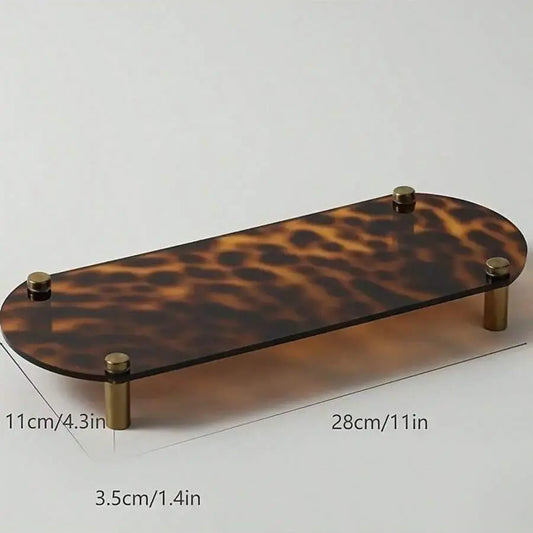 Elegant French Acrylic Tray Set, Unique Turtle Brass Color Leopard Print Design, Modern Fashion Home Decor, Practical Storage Tray Bathroom