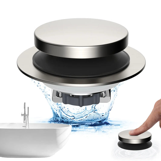 Hibbent Stainless Steel Pop-up Drain Stopper - Hair Catcher with Strainer, Bathroom Bathtub Plug, Protector for 1.5''-2.4'' Drain Holes