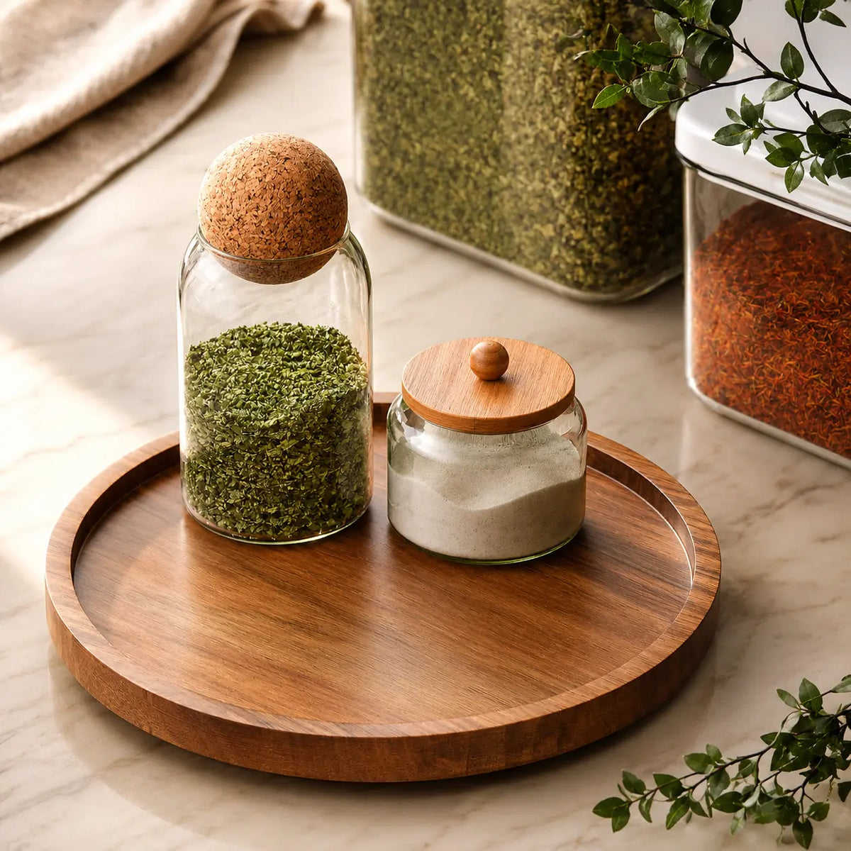 Acacia Wood Lazy Susan Organizer Turntable for Kitchen Countertop & Cabinet – 360° Rotating Spice Rack Organizer for Pantry, Dining Table, Coffee Bar, Bathroom Vanity, Makeup Storage & Home Organization (Small 8.6 Inch)