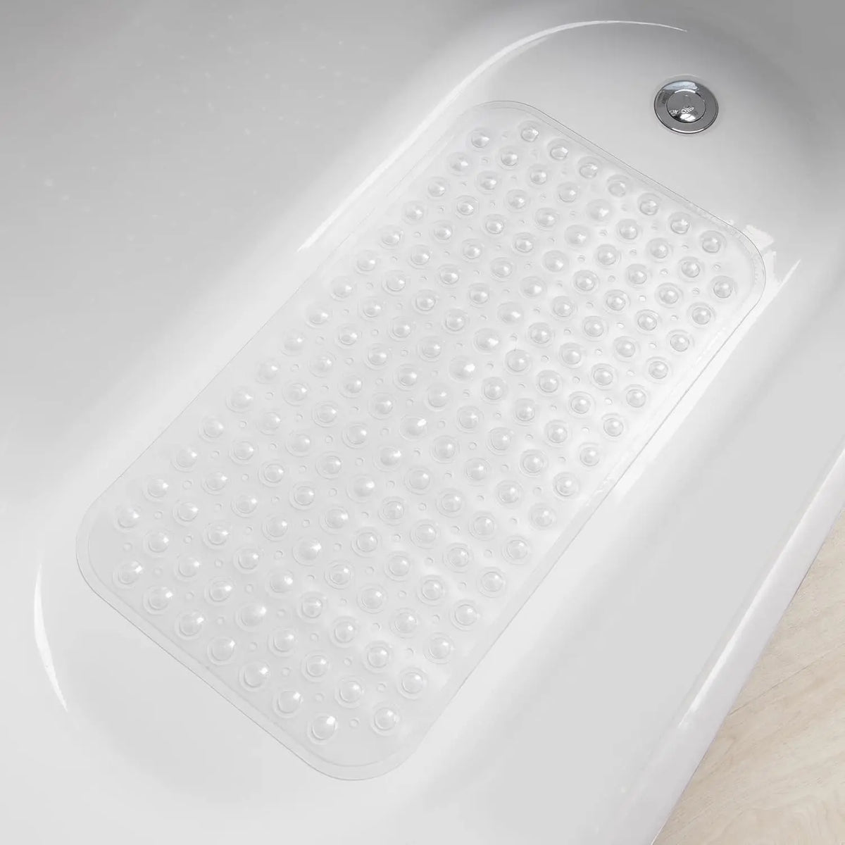 Rectangle Non-slip Bathtub Mat, 1 Count PVC Waterproof Bathroom Mat with Drainage Hole Design, Drain Holes & Suction Cups, Bathroom Essentials Accessories, Home Essential, Shower Bath Tool, Bathroom Necessities