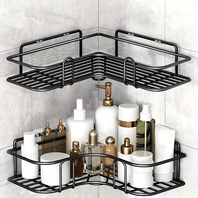 1pc Wall Mounted Bathroom Storage Rack, Punch-free Bathroom Shelf, Wall Hanging Corner Shower Caddy, No Punching Triangle Storage Rack, Bathroom Accessories, Bathroom Organizer