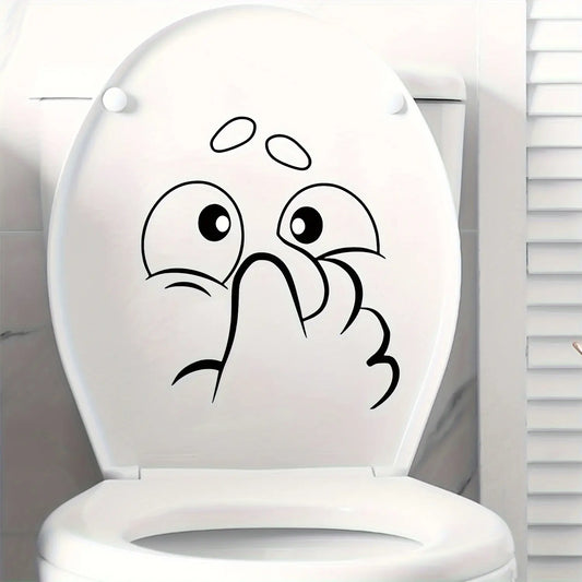 Humorous Expression Toilet Sticker, Bathroom Decorative Water Proof Adhesive Decal, Fun Wall Decoration for Bathrooms & Restrooms, Bathroom Decorations, Bathroom Decoration Supplies