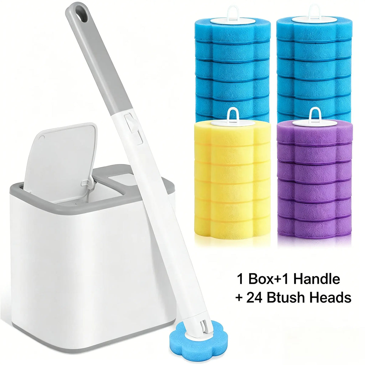 Wall-mounted Bathroom Toilet Brush with Holder, Double-sided Anti-fouling Toilet Bowl Brush, 18/24 Disposable Hygienic Heads, Practical Bathroom Cleaning Tool
