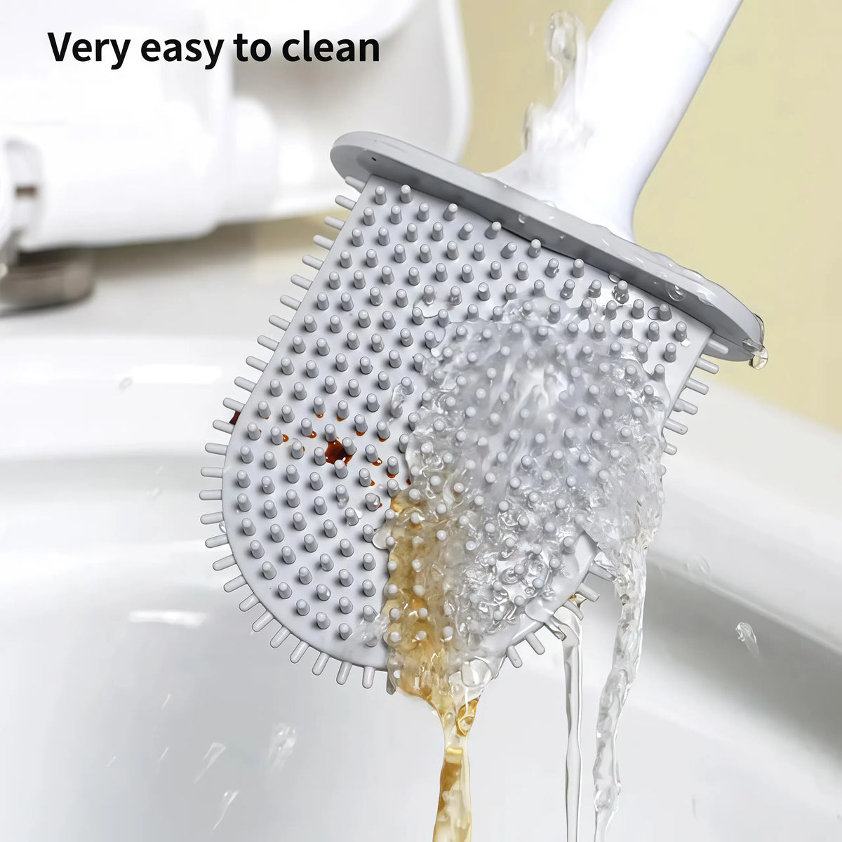 Silicone toilet brush, silicone material does not damage the toilet, wall mounted toilet brush - anti slip, anti drip design, household toilet brush, bathroom cleaning tool, bathroom supplies, suitable for RV travel and home bathroom toilets