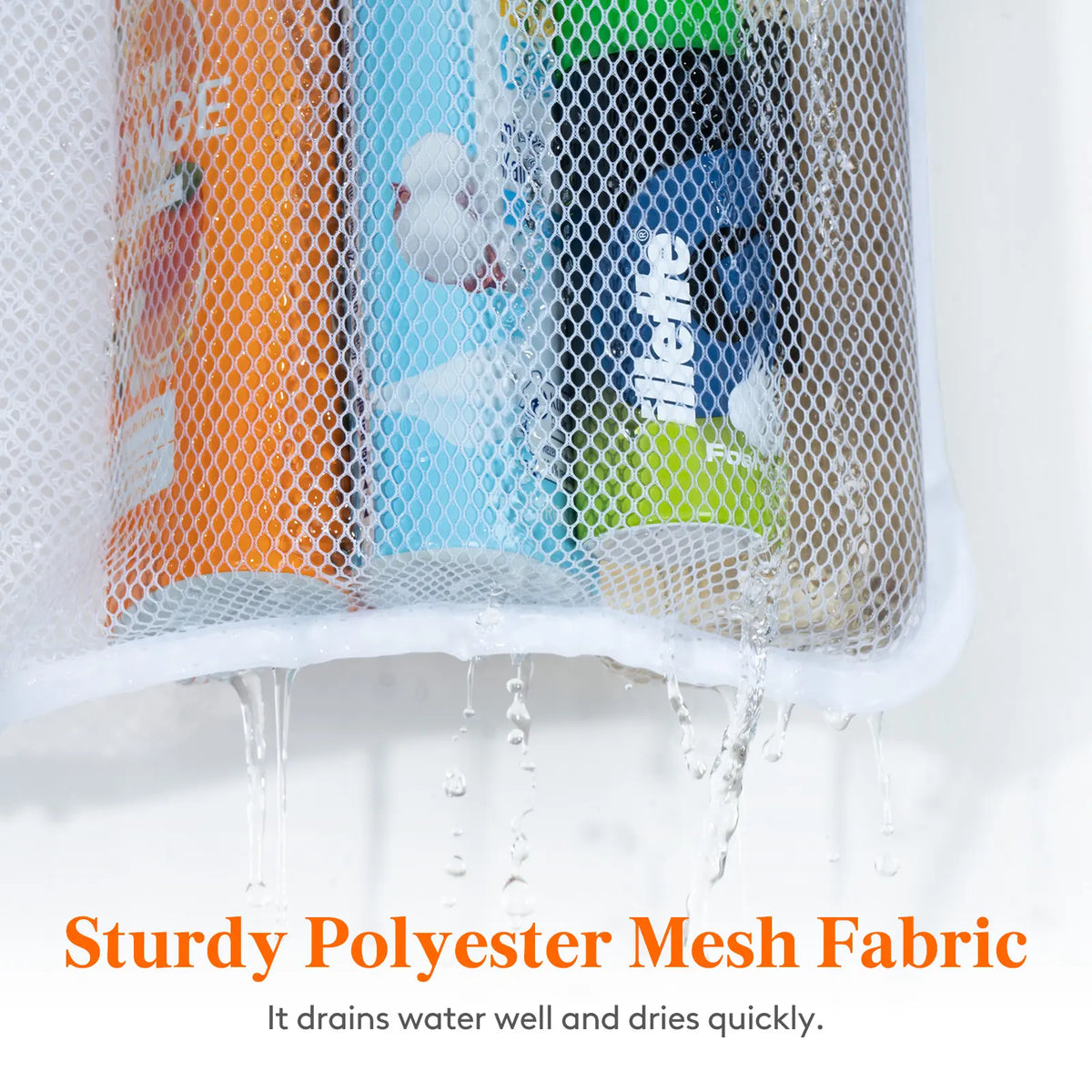 Lifewit 1 Pack Rectangular Polyester Mesh Hanging Shower Caddy - Modern Bathroom Accessory with 3 Metal Hooks & Sticky Hook, Foldable Durable Tear-Resistant Quick-Drying Breathable Portable Lightweight Space-Saver for Back-to-School Bath Storage