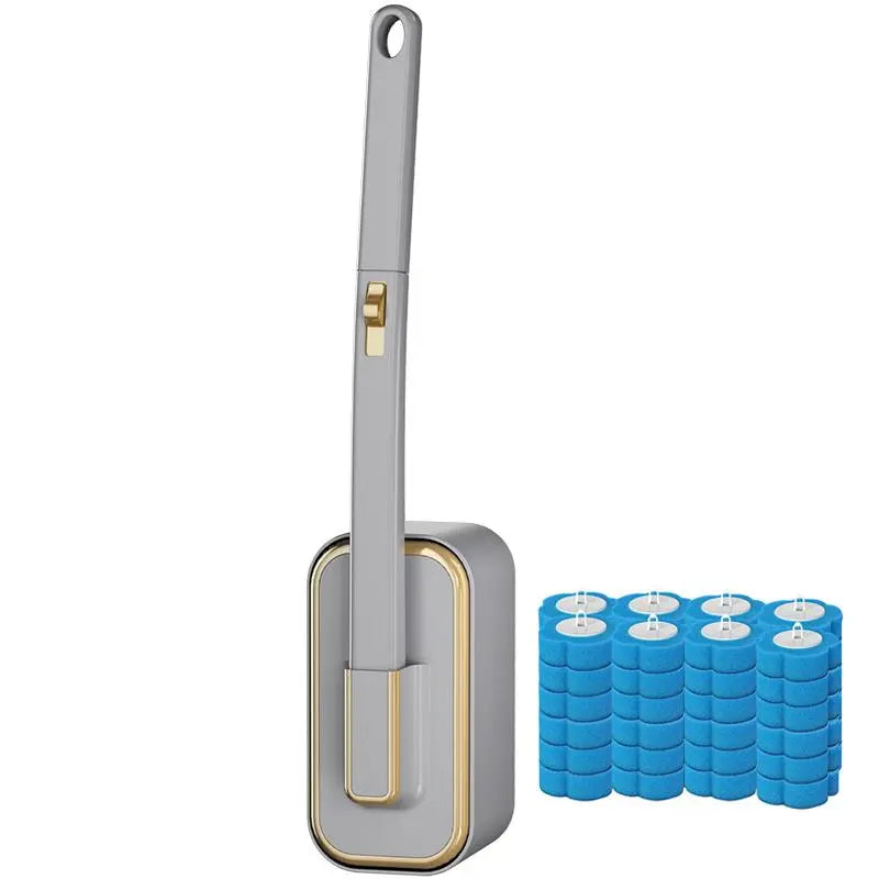 Wall Mounted Toilet Brush Set, 1 Set Toilet Bowl Brush and Holder with 24/48/72pcs Disposable Replacement Brush Head, Toilet Scrubber Brush, Bathroom Cleaning Tool, House Cleaning Tools, Toilet Cleaning System, Toilet Brush Kit
