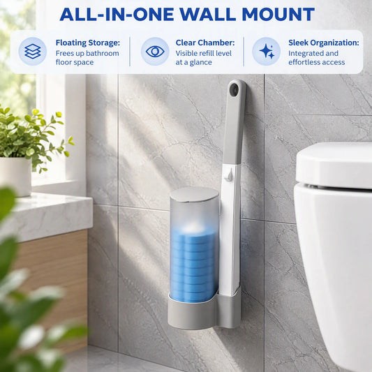 【2026 Newly Upgraded】Becvtoz Disposable Toilet Scrubber Brush Kit - 18 Refill Heads & Holder, Rotating No-Touch Scrubber, Toilet Cleaning System for Under-Rim & Corners, Bathroom Accessories Cleaning Supplies for Home, Auto Cleaning Toilet Brush Plungers