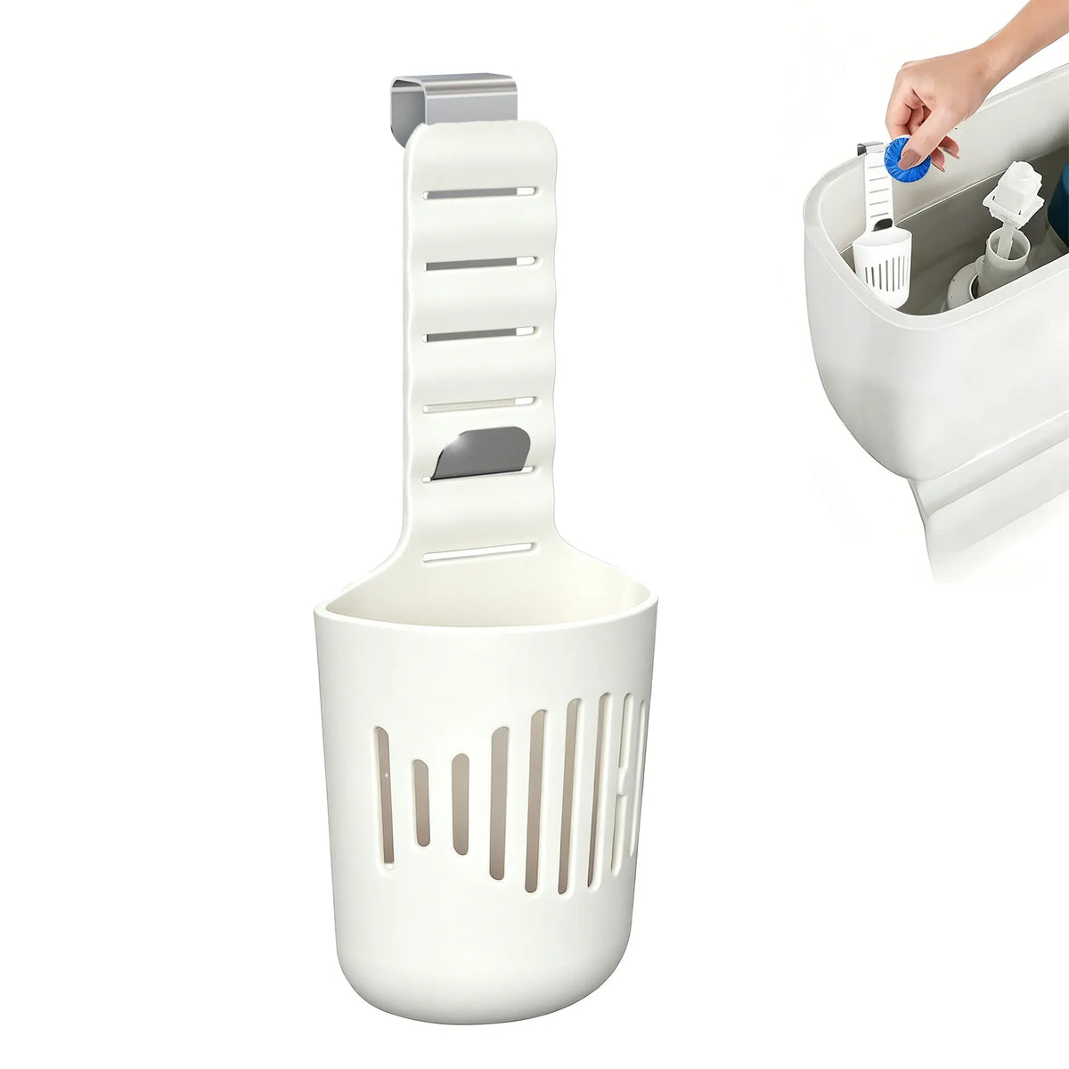 Silicone Toilet Tank Cleaner Basket, Hanging Adjustable Tablet Holder, Slow Release, No Rust, Easy Install, Bathroom Restroom Cleaning Accessories