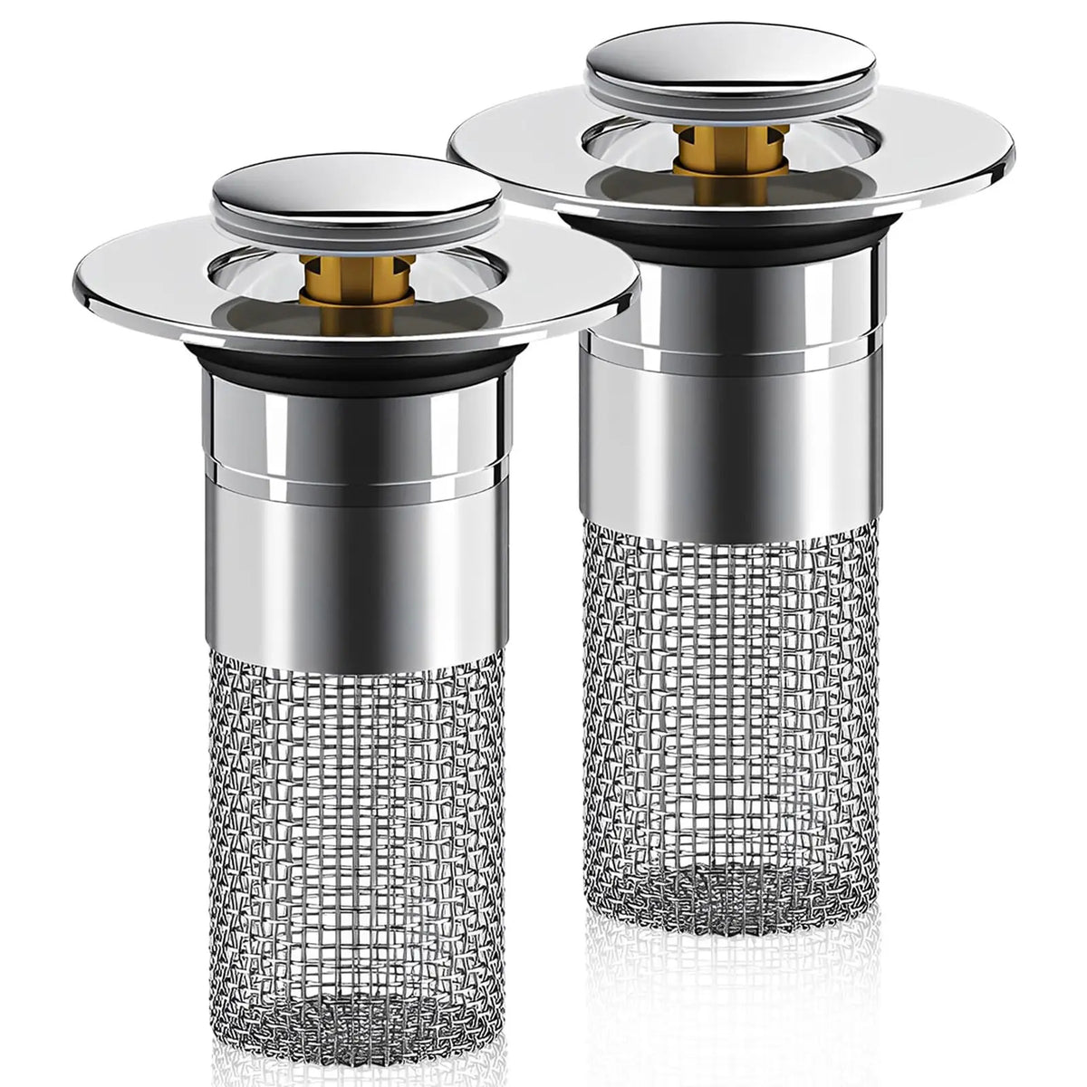 PASSBYE Adjustable Universal-Fit Pop-Up Drain Filter Stopper Hair Catcher with Removable Stainless Steel Basket, Anti-Clog Bathroom Gadgets with Adhesive Tape for Sink Cleaning