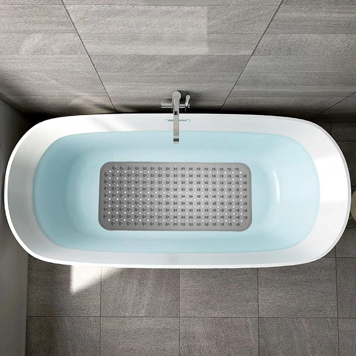 Rectangle Non-slip Bathtub Mat, 1 Count PVC Waterproof Bathroom Mat with Drainage Hole Design, Drain Holes & Suction Cups, Bathroom Essentials Accessories, Home Essential, Shower Bath Tool, Bathroom Necessities