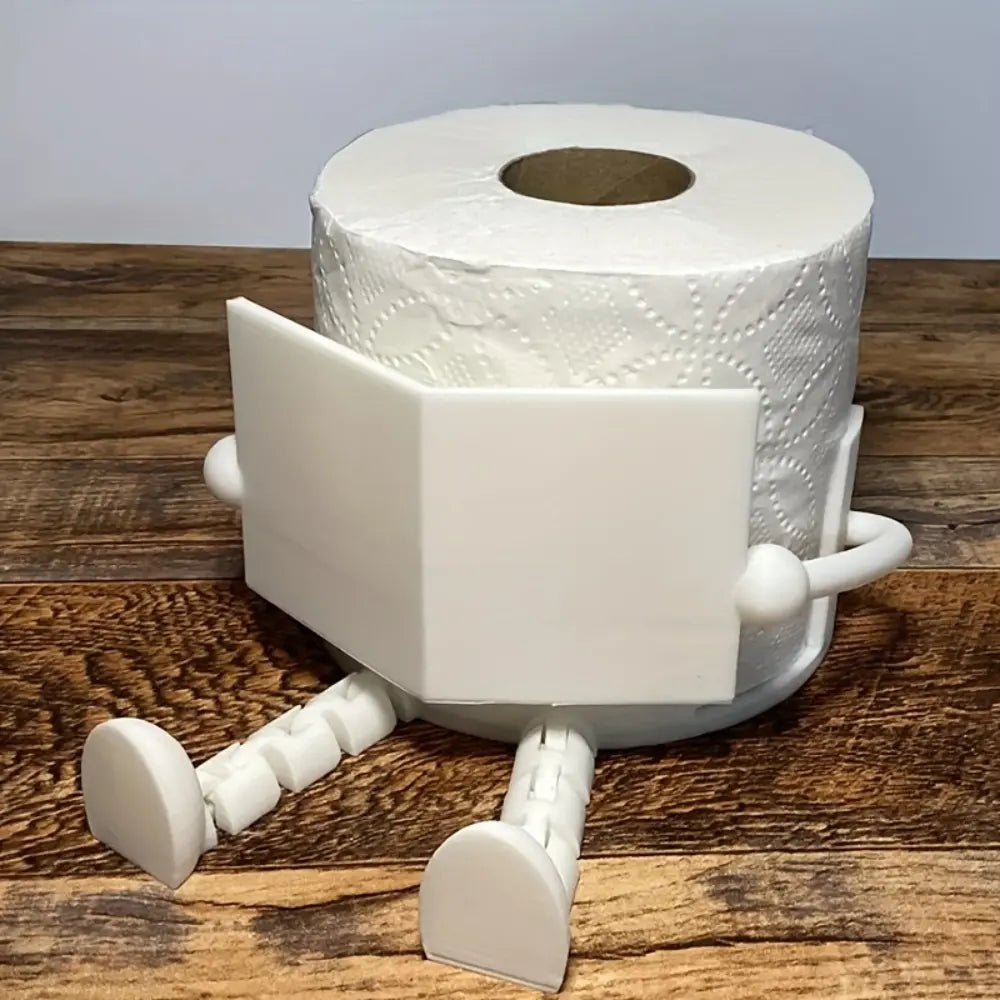 Fun Toilet Paper Holder, An amusing reading toilet paper holder, bathroom roll dispenser that combines practicality and artistry with movable joints. Suitable for any restroom, Funny Toilet Paper Holder