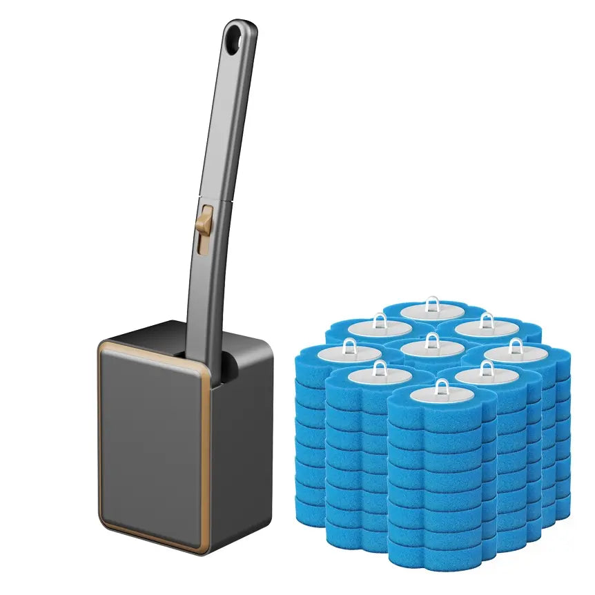 Wall Mounted Toilet Brush Set, 1 Set Toilet Bowl Brush and Holder with 24/48/72pcs Disposable Replacement Brush Head, Toilet Scrubber Brush, Bathroom Cleaning Tool, House Cleaning Tools, Toilet Cleaning System, Toilet Brush Kit