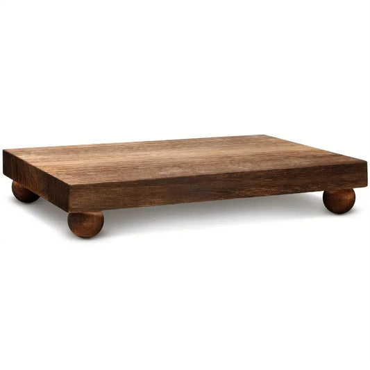 Wood Riser Soap Tray, Rustic Wood Pedestal Stand for Kitchen Sink & Bathroom Counter, Decorative Display for Plants, Bottles & Candles, Bathroom Supplies