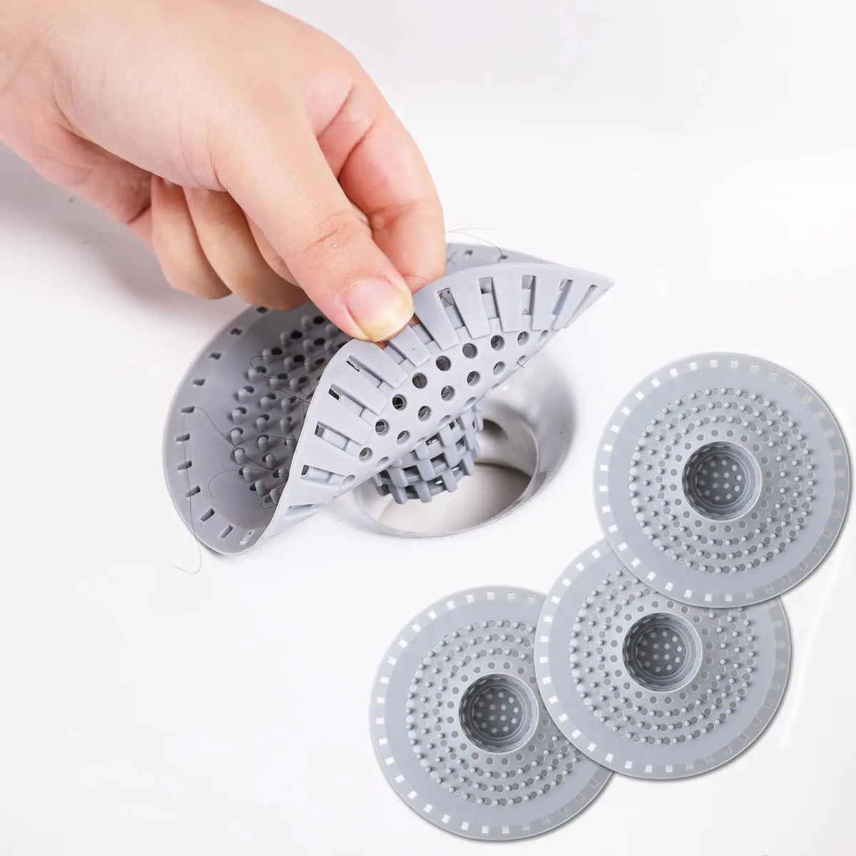 Bathtub Drain Hair Catcher,  Tub Hair Catcher Drain Protector Strainer, Collapsible Shower Hair Drain Catcher Strainer for 1.48'' to 1.75'' Regular Drains, 3 count