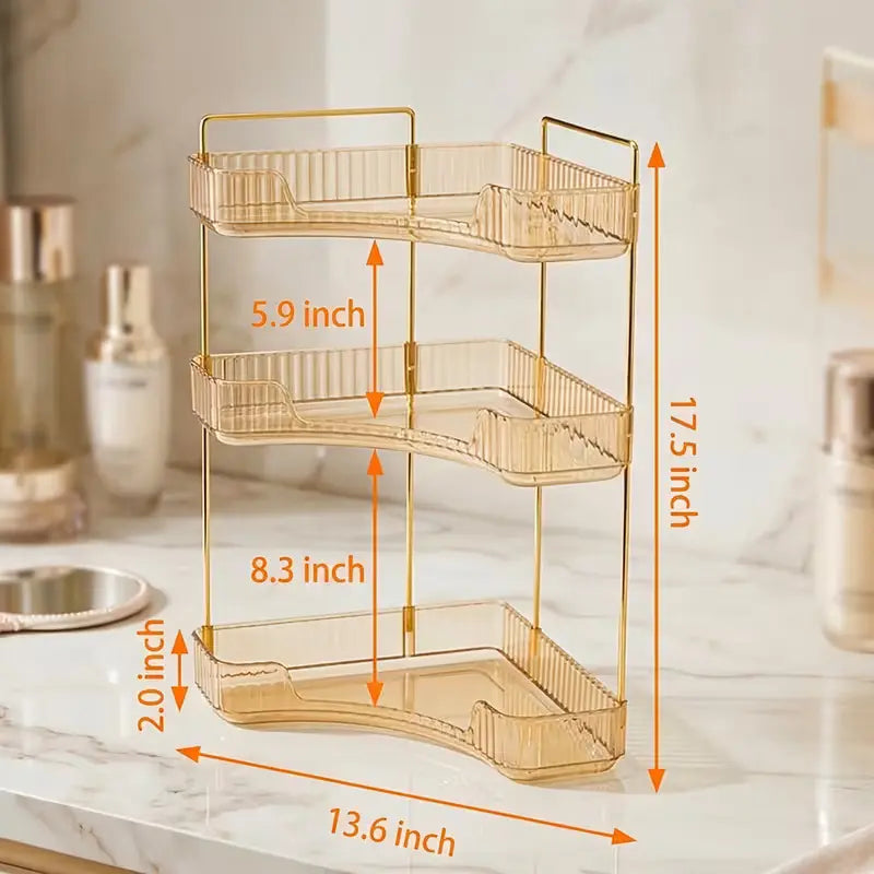 Plastic Freestanding Corner Rack - 2-Tier/3-Tier Compact Bath Storage Holder, Small-Space Hero Home Organizer for Bathroom, Kitchen (Single Unit, Durable, Lightweight)