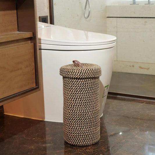Boho Handwoven Toilet Paper Holder Basket, Independent Bathroom Storage Rack with Jute Rope Design, Bathroom Organizers, Bathroom Necessities, Bathroom Accessories, Holds 3 Extra-Large Rolls