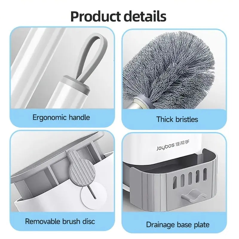 Wall-Mounted Toilet Bowl Brush and Holder Set, with Long Handle, Flexible Design for Easy Cleaning, Includes Holder, Essential for Schools and Bathrooms, Toilet Brushes