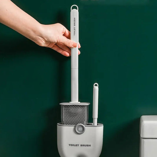 Silicone Toilet Brush Set, No Dead Angles Long Handle Toilet Cleaner, with Storage Base, Bathroom Cleaning Tool, Easy to Use, Toilet Brush with Holder