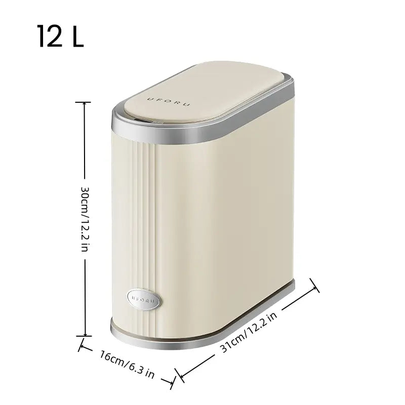 UFORU 12L Smart Trash Can - Automatic Touchless Plastic Bin with Motion Sensor, 1-Touch Open-Close, Touchless Toss, Smallspace Fit for Kitchen/Bath Home Decor & Cleaning Needs