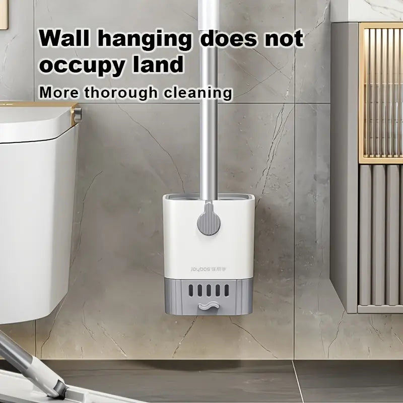1/2pcs Long Handled Wall Hanging Toilet Cleaning Brush, No Drill Bathroom Toilet Brush With Bracket, Flexible Deep Clean Sanitary Ware Brush For Home School, Toilet Brush And Holder Set