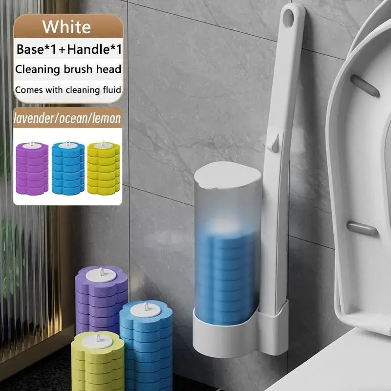 Household Disposable Toilet Brush Cleaner Set - ABS Plastic Extended Wand, Replaceable Refills, Ocean Fresh Scent, Blue Holder, Anti-Fouling for Hard-to-Reach Deep Bathroom Cleaning, Households Supplies