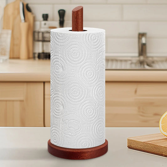 Wooden Countertop Kitchen Paper Towel Holder, Real Wood Paper Towel Storage Rack, Paper Towel Dispenser for Kitchen Organization, Toilet Paper Holder