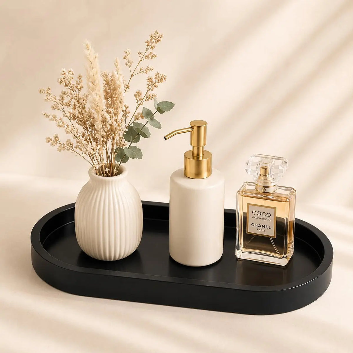 Glam 1-Pack 12 in Thick Black Plastic DIY Painting Tray - Multi-Use Tray for Bathroom Organization, Decorative Storage on Counter Vanity