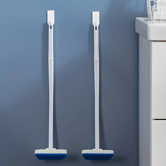 Long-Handled Toilet Cleaner Brush - Medium Soft Detachable Sponge Head, Ergonomic Durable Plastic Handle, Functional Brush for Tile Bathtub Scrubbing, No-Electricity Household Bathroom Cleaning Tool