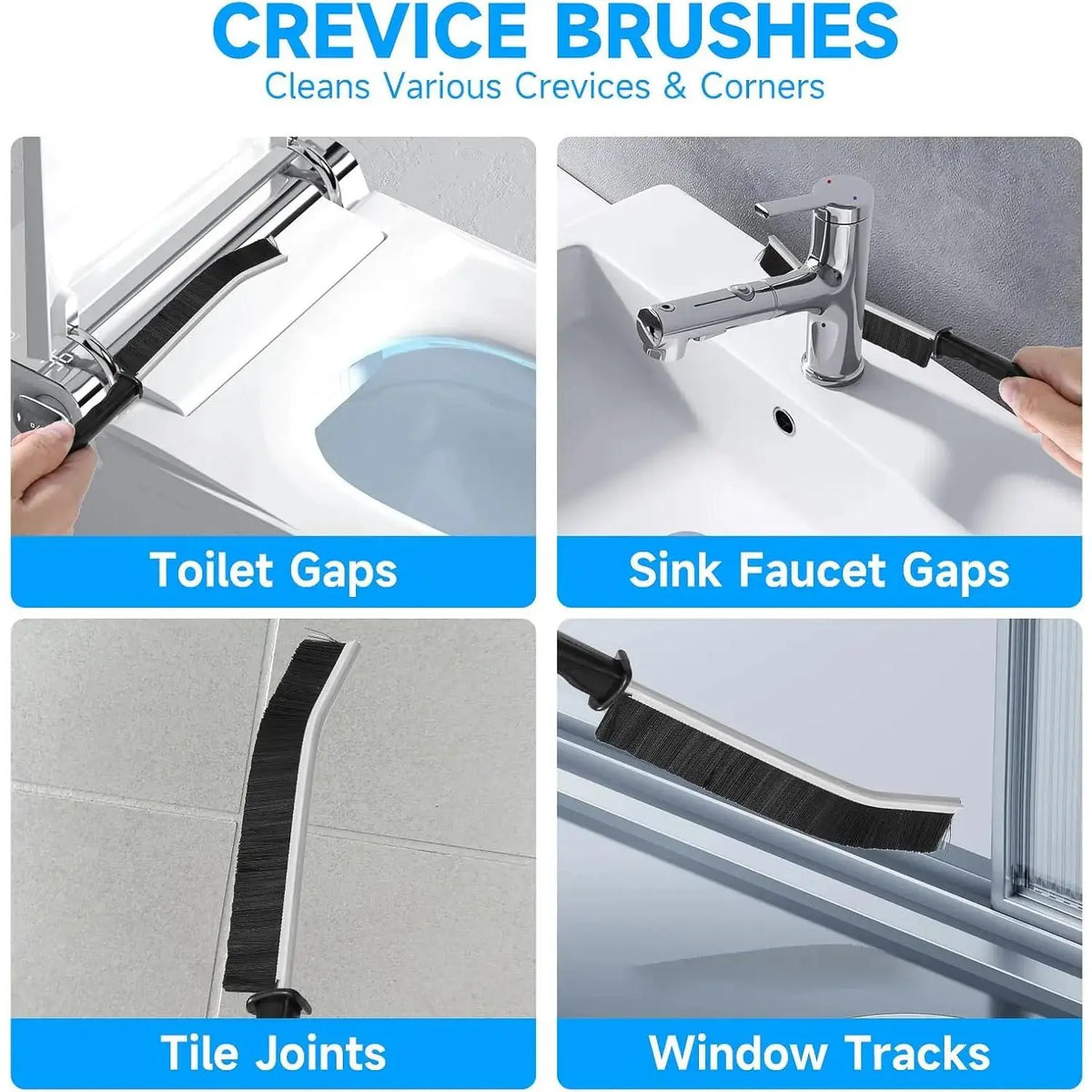 V-Shape Grout Crevice Cleaning Brush Set Pack, Hard Bristle Scrub Brushes for Deep Gap Cleaning, Household Items for Bathroom, Kitchen Use
