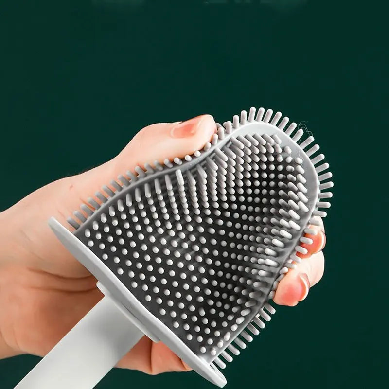Silicone Toilet Brush Set, No Dead Angles Long Handle Toilet Cleaner, with Storage Base, Bathroom Cleaning Tool, Easy to Use, Toilet Brush with Holder