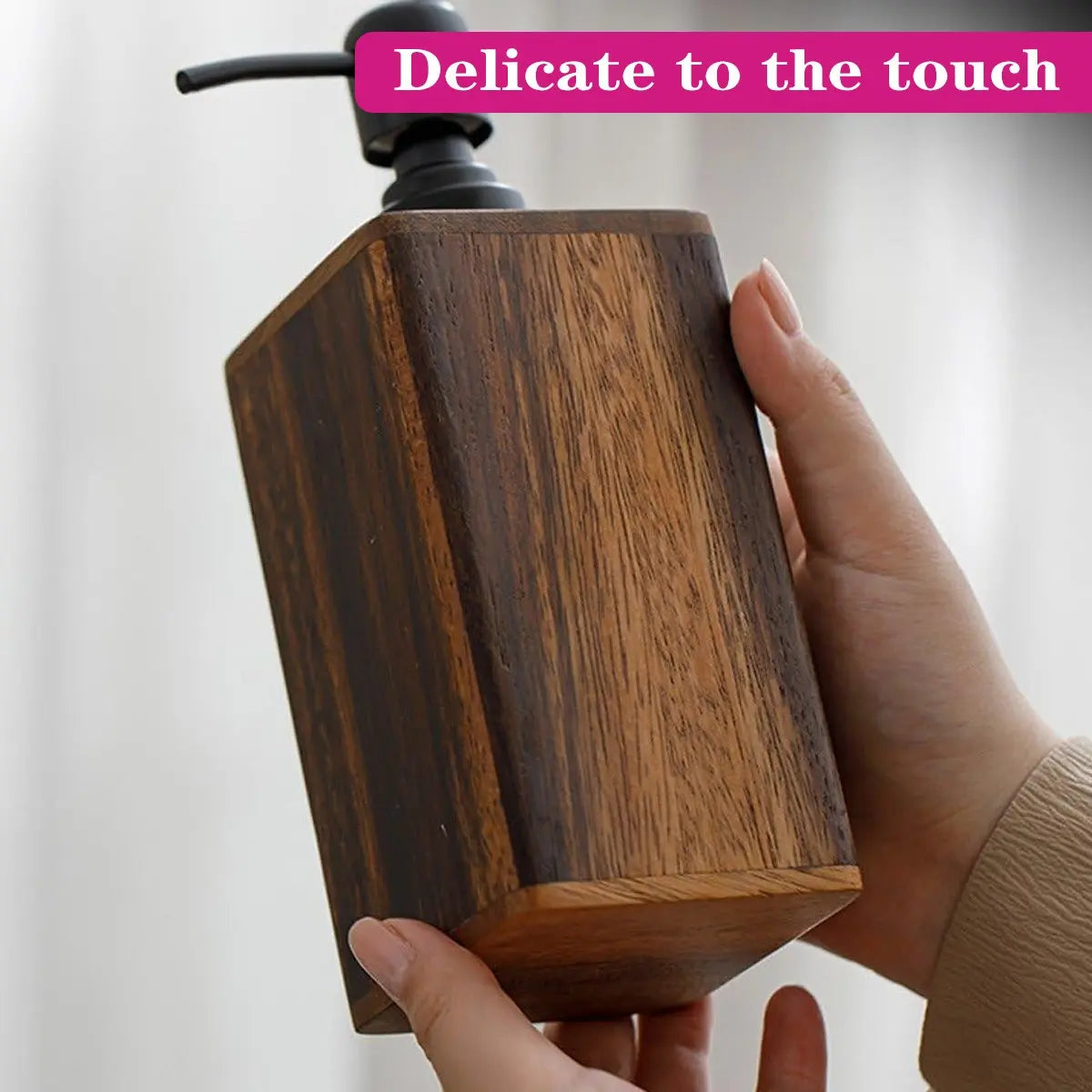 Solid Wood Soap Dispenser with Pump, 7/14oz Walnut Wood Refillable Hand Soap Pump, Lotion Dispenser, Wooden Bathroom & Kitchen Accessories, Bathroom Gadgets, Bathroom Accessory