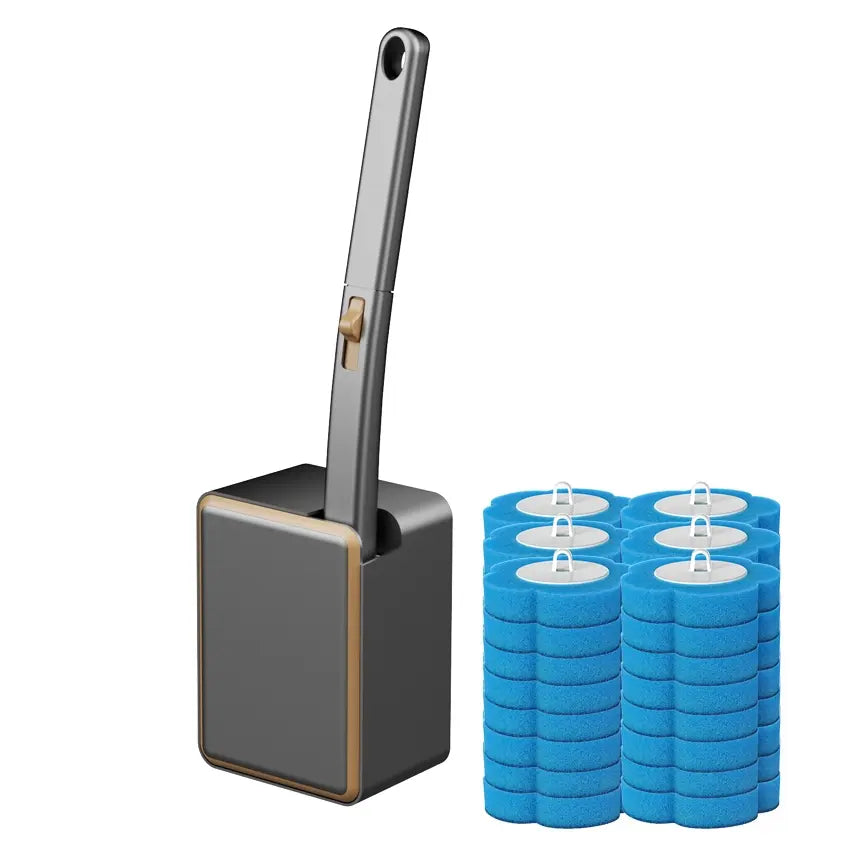 Wall Mounted Toilet Brush Set, 1 Set Toilet Bowl Brush and Holder with 24/48/72pcs Disposable Replacement Brush Head, Toilet Scrubber Brush, Bathroom Cleaning Tool, House Cleaning Tools, Toilet Cleaning System, Toilet Brush Kit