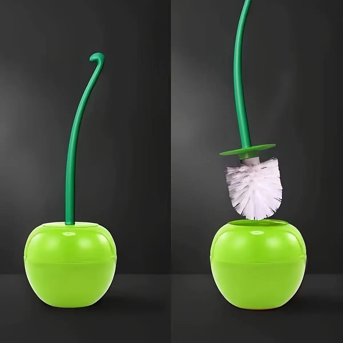 [Soft Plastic Toilet Brush] Playful Cherry-Shape Bathroom Accessory, 1pc Long Ergonomic Handle Manual Tool for Tight Spaces, Soft Bristles, Sturdy Construction, Daily Cleaning
