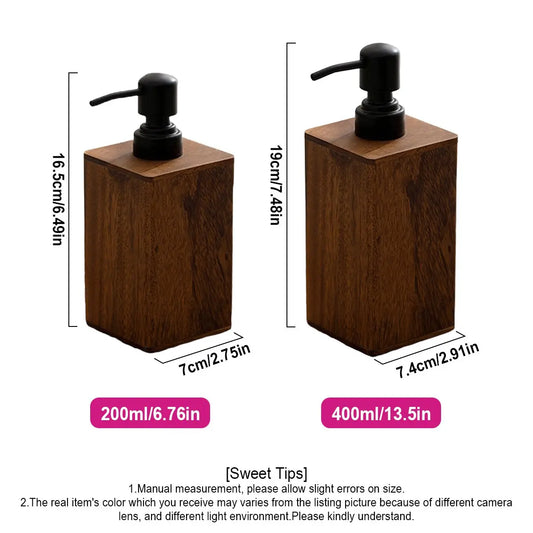 Solid Wood Soap Dispenser with Pump, 7/14oz Walnut Wood Refillable Hand Soap Pump, Lotion Dispenser, Wooden Bathroom & Kitchen Accessories, Bathroom Gadgets, Bathroom Accessory