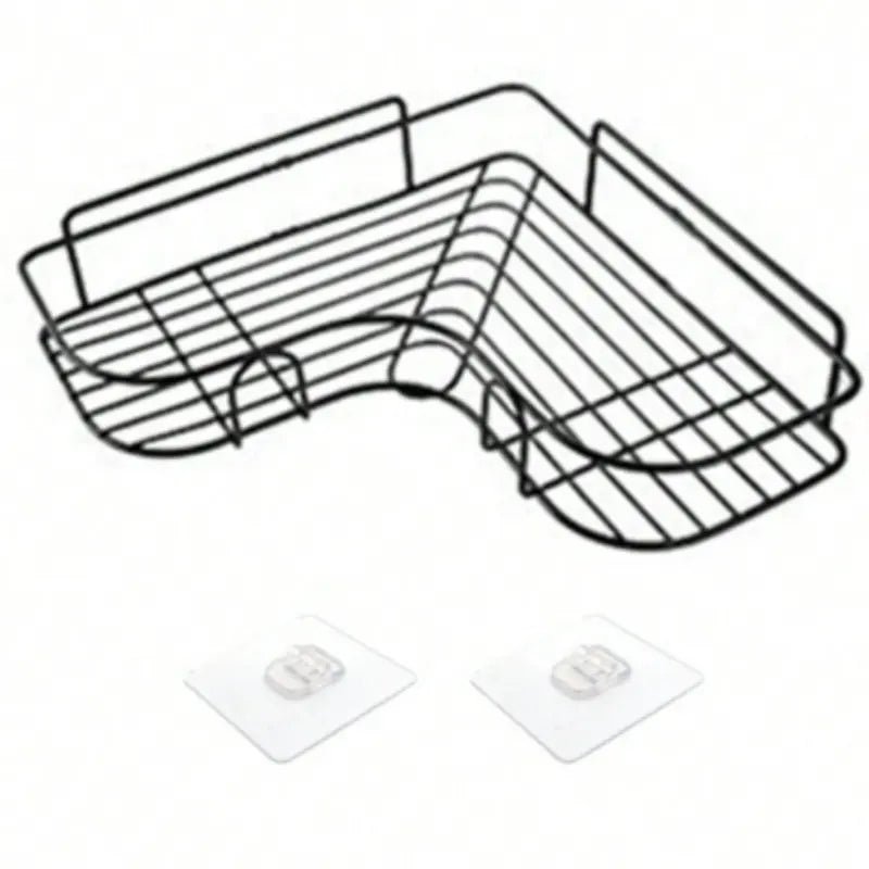 Corner Shower Rack, Rust-Resistant, Dual Slot Adhesive Enhanced Stability, Wall-Mounted Bathroom Storage, Holds Shampoo, Lotion, Cosmetics
