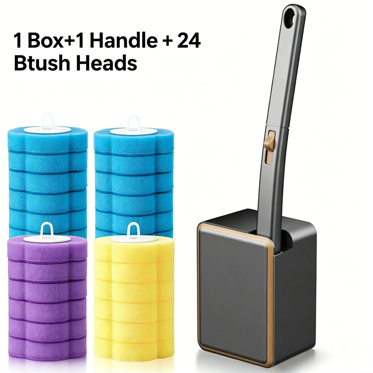 Disposable Toilet Brush, Complete Toilet Bowl Wand & Holder Set, 24PCS Cleaner Refills Included, Wall-Mount Design, Ideal for Household Bathroom Deep Cleaning,sohochic